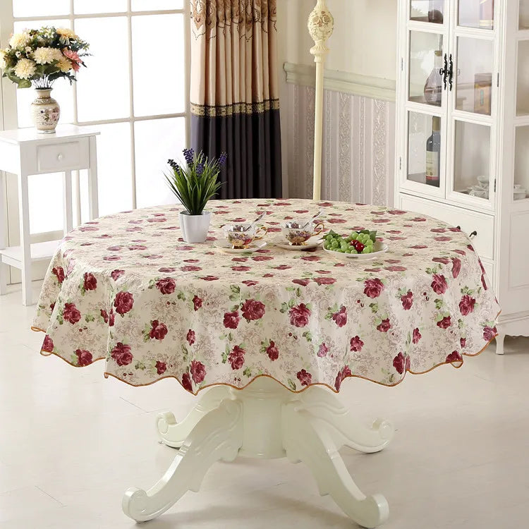 Mantel Redondo Impermeable de PVC, Estampado Floral, Decoración del Hogar, Mantel Antimanchas, Cubremesa de Comedor, Venta al por Mayor
