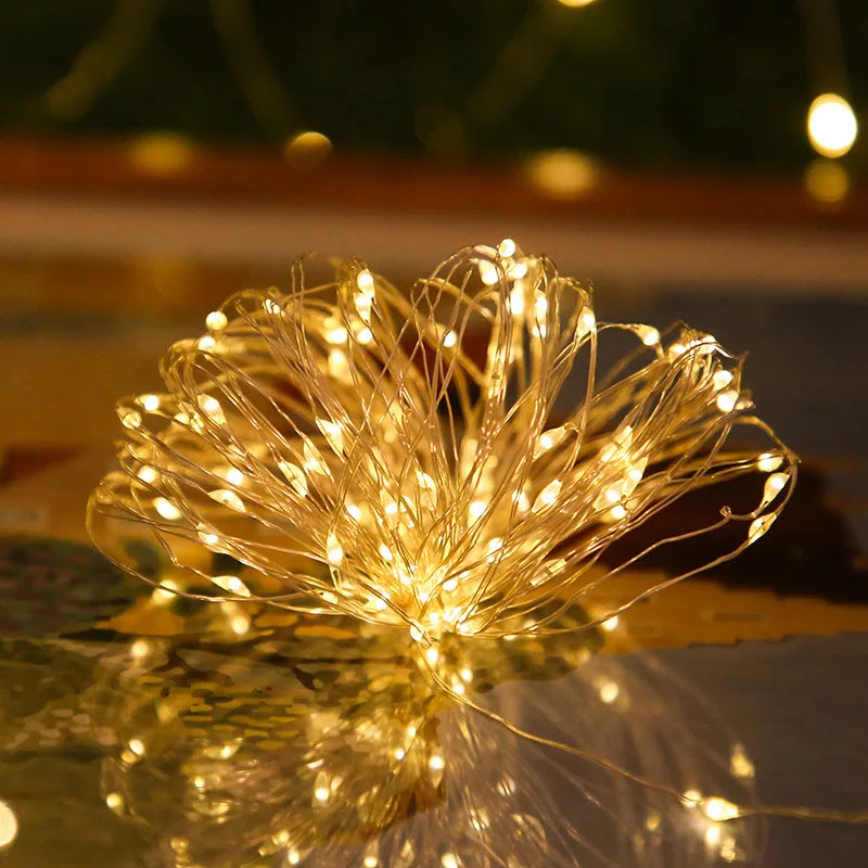 Luces LED de cadena, luz de noche, iluminación navideña, guirnalda de hadas de 1M, 2M, 3M, 5M, luz decorativa para Año Nuevo, boda, fiesta de cumpleaños