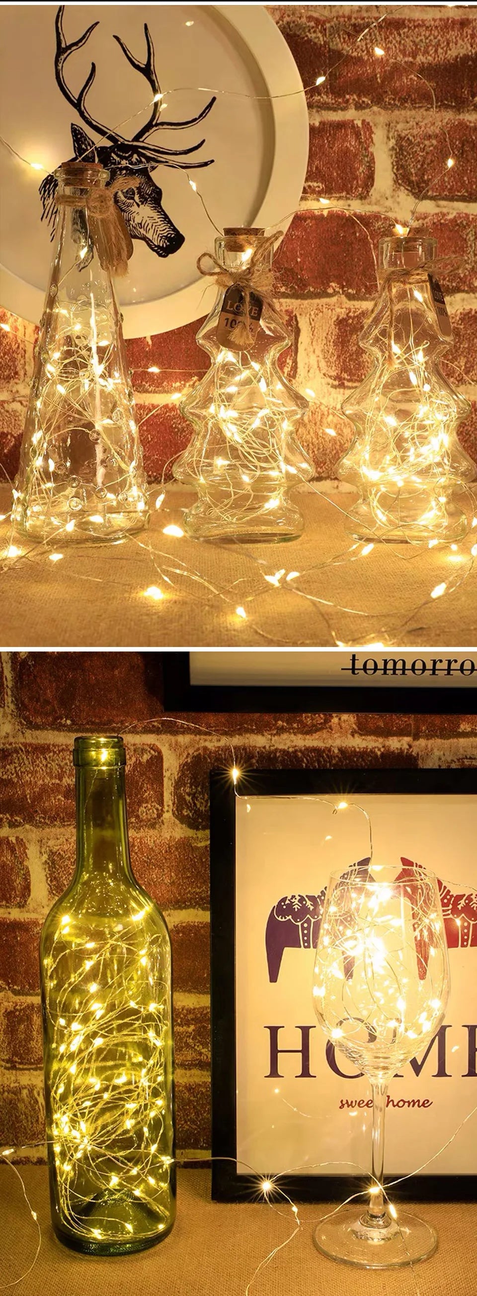Luces LED de cadena, luz de noche, iluminación navideña, guirnalda de hadas de 1M, 2M, 3M, 5M, luz decorativa para Año Nuevo, boda, fiesta de cumpleaños