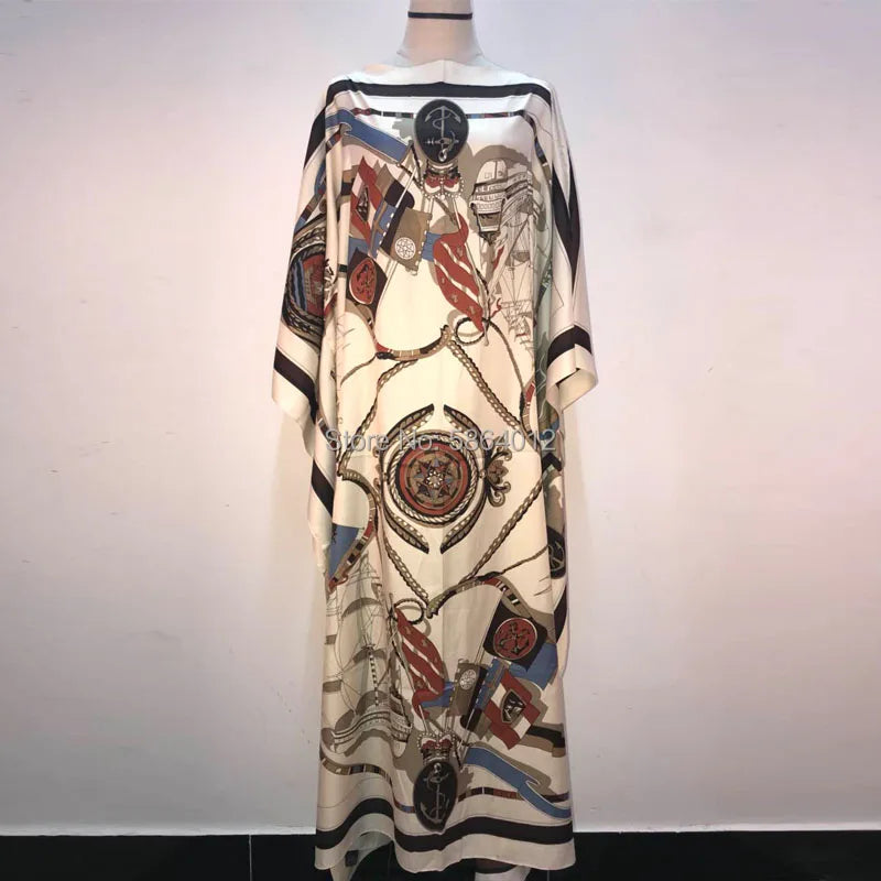 Vestidos Estampados Para Mujer 2021 Diseño de Moda Vestido Suelto Manga Murciélago Maxi Largo Vestidos de Fiesta Verano Otoño Elegante