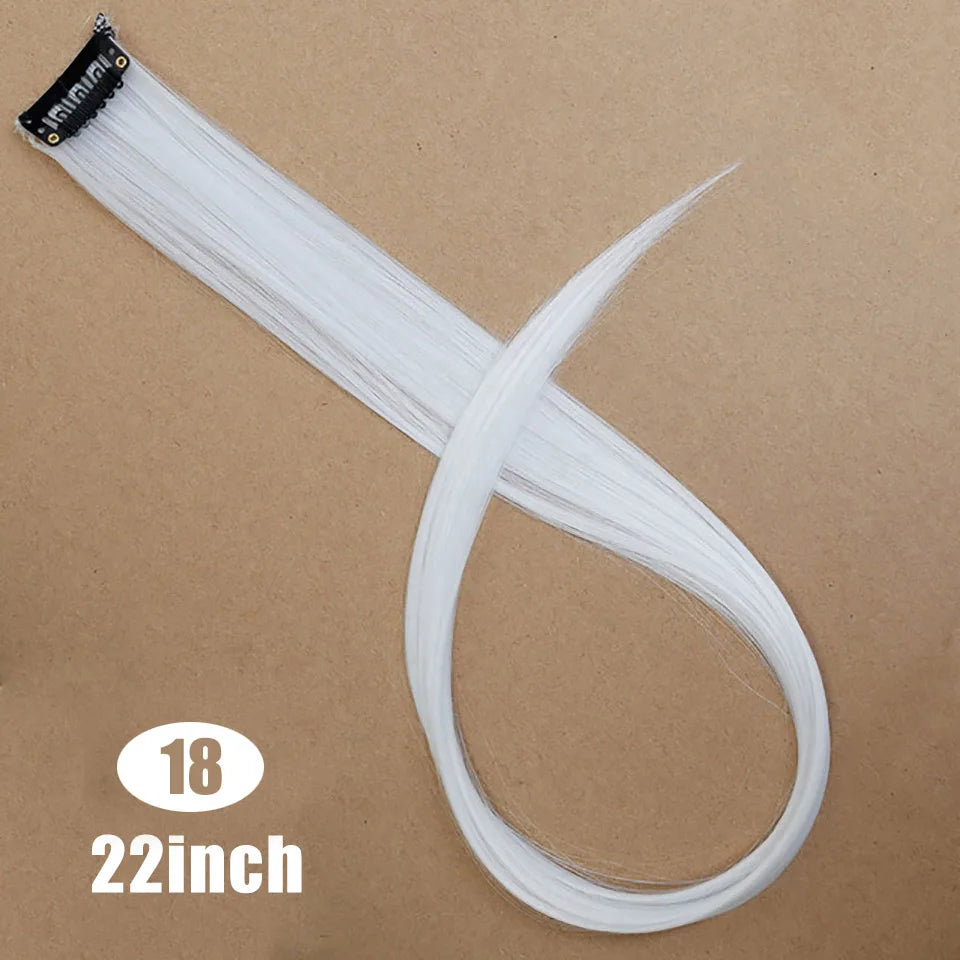 Extension capillaire synthétique Lupu, mèches arc-en-ciel, une seule pièce, épingle à cheveux, cheveux longs et raides, pour faux cheveux