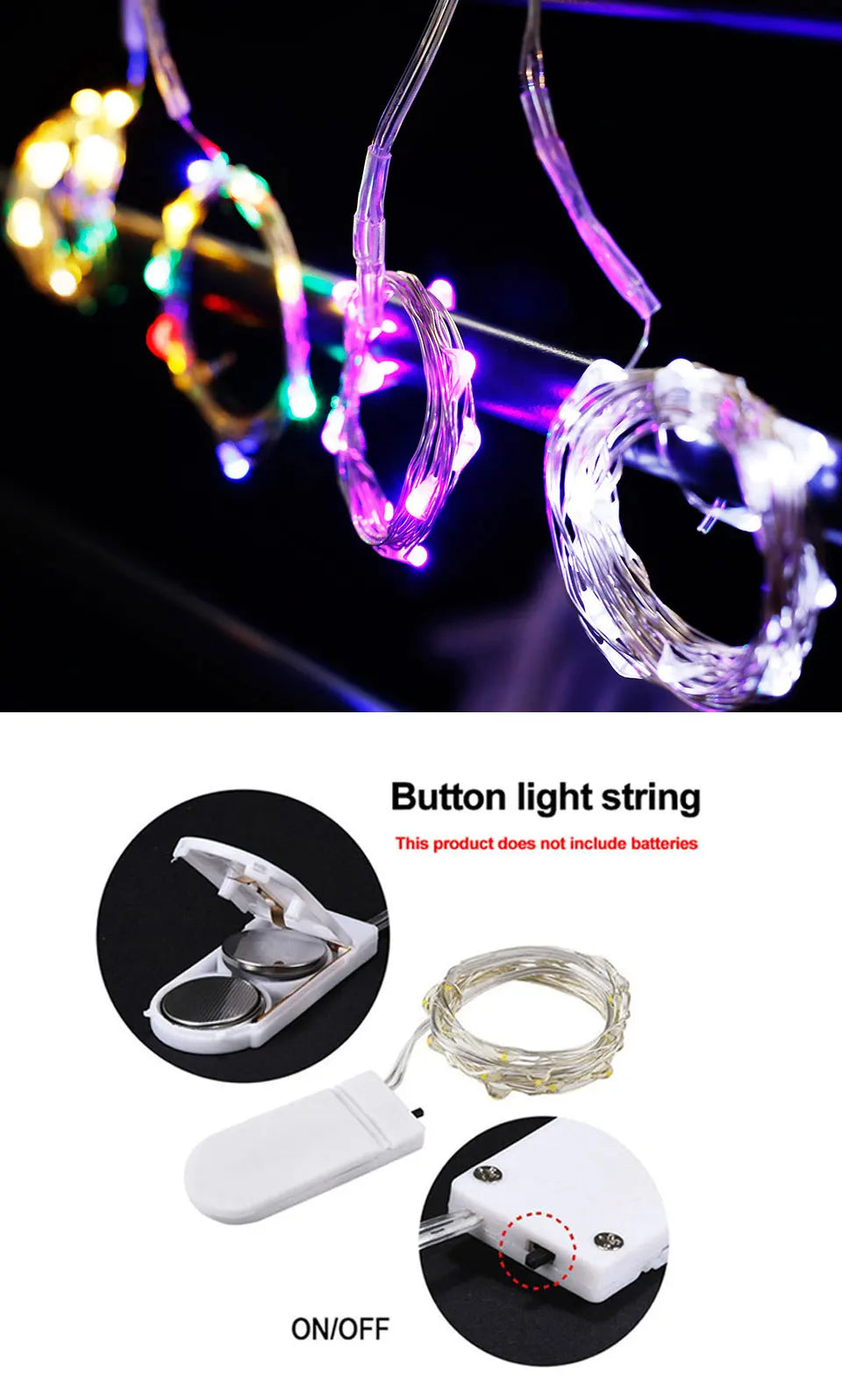 Luces LED de cadena, luz de noche, iluminación navideña, guirnalda de hadas de 1M, 2M, 3M, 5M, luz decorativa para Año Nuevo, boda, fiesta de cumpleaños