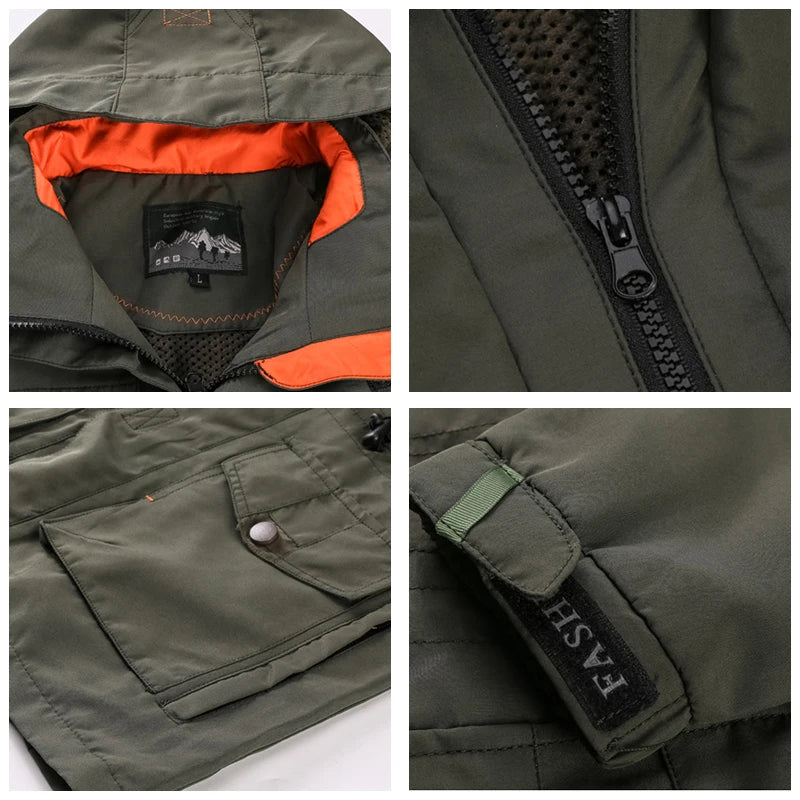 Chaqueta de exterior para hombre, primavera, otoño, nueva, con capucha, informal, cortavientos, para hombre, abrigo, para acampada, chaqueta intercambiable para hombre