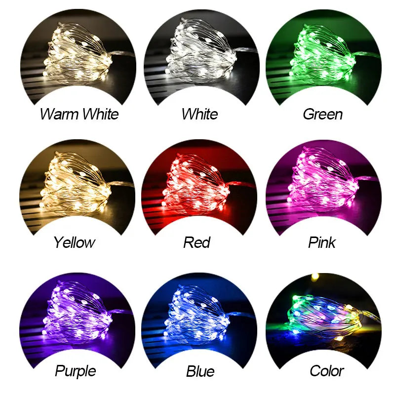 Luces LED de cadena, luz de noche, iluminación navideña, guirnalda de hadas de 1M, 2M, 3M, 5M, luz decorativa para Año Nuevo, boda, fiesta de cumpleaños