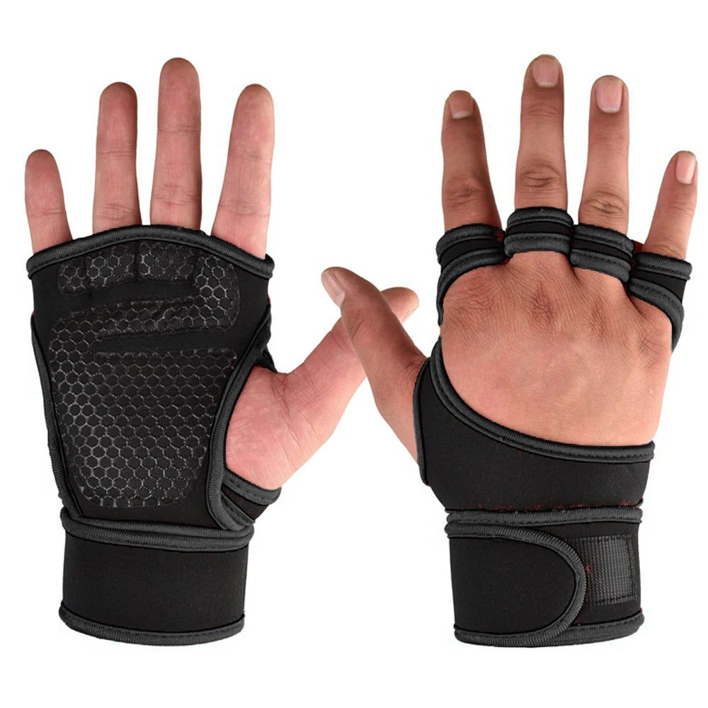 Guantes de entrenamiento deportivo para hombres y mujeres Guantes de gimnasio para hacer ejercicio, culturismo, levantamiento de pesas, protectores de palma y muñeca