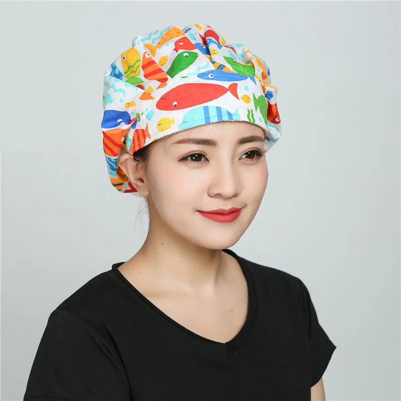 Women and men cotton printing hat hospital doctor pet clinic working hats medical scrubs nurse hats Hospital uniform hat