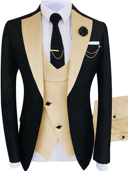 Nuevo Traje de Hombre Ropa Popular Lujo Fiesta Escenario Traje de Hombre Padrinos de Boda Ajuste Regular Esmoquin Conjunto de 3 Piezas Chaqueta+Pantalones+Chaleco