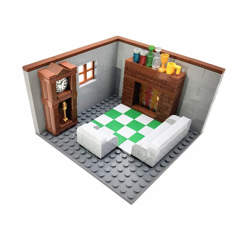 Juguetes de bloques de construcción para niños y niñas, regalos de bricolaje, ladrillos MOC, modelo de muebles para dormitorio y sala de estar