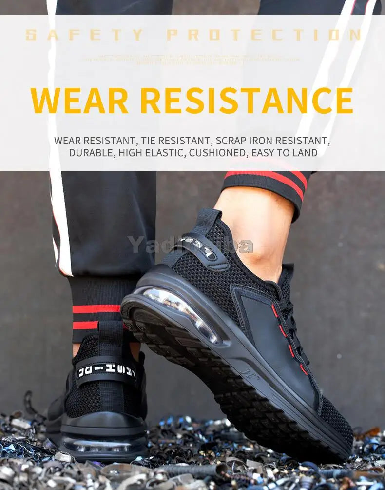 Zapatos de trabajo transpirables con puntera de acero, botas de seguridad ligeras, zapatos de trabajo de seguridad para hombres y mujeres, zapatillas de trabajo de seguridad.
