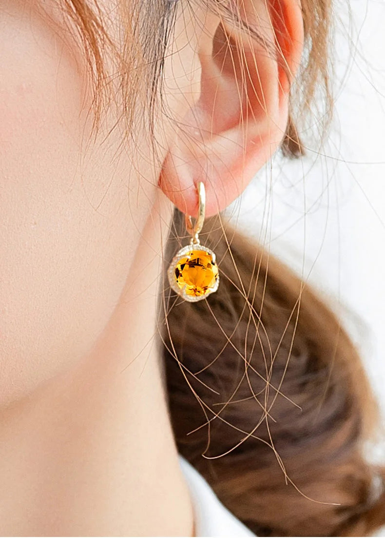 JoiasHome Conjuntos de joyas con dijes para mujer, moda, anillo de cristal amarillo, pendientes, collar, fiesta femenina, joyería de plata 925 al por mayor