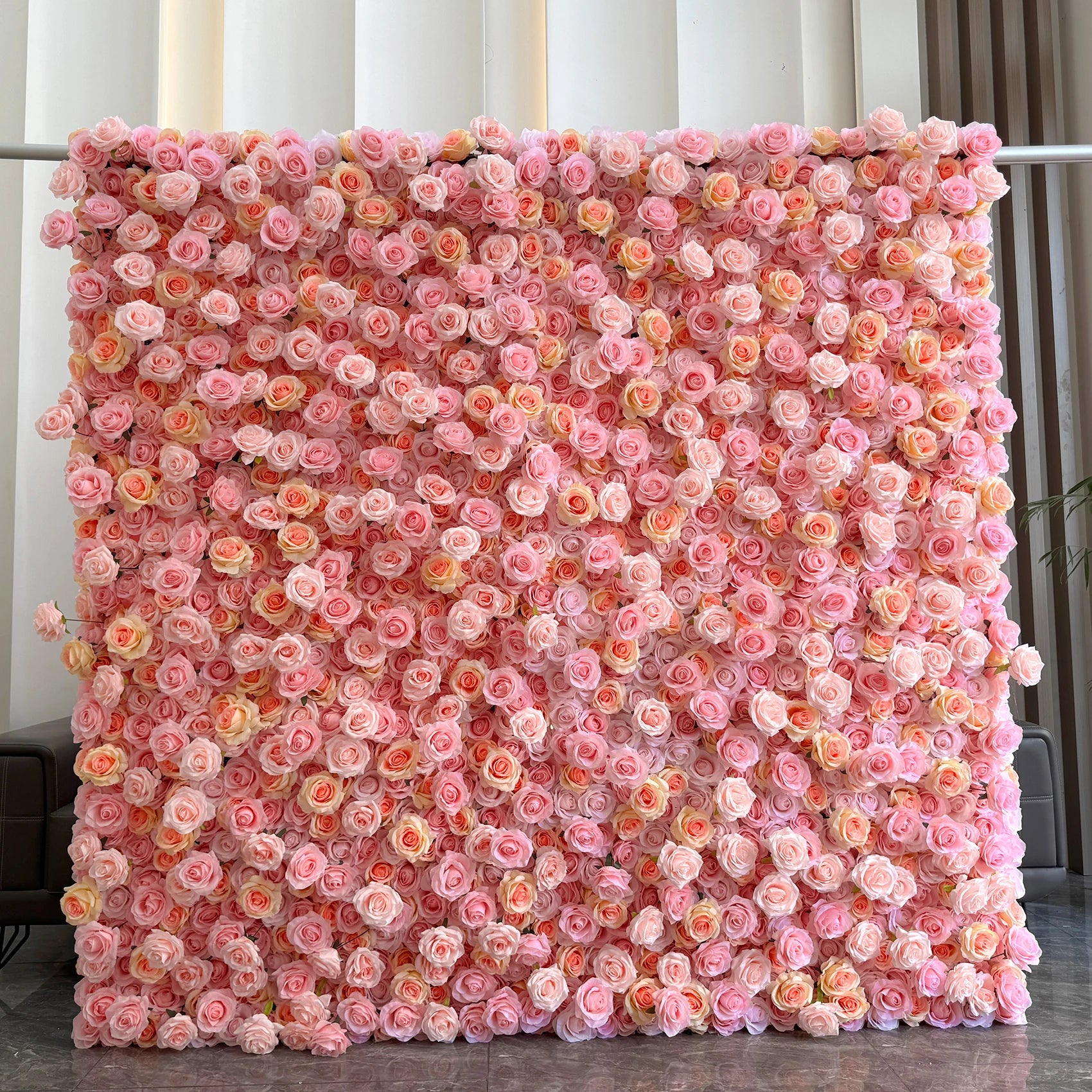 8*8 lilla blå blomstervegg bakgrunnspanel arrangement 3D rullet opp kunstig silke rose blomstervegg for hjemmebryllupsfestdekor