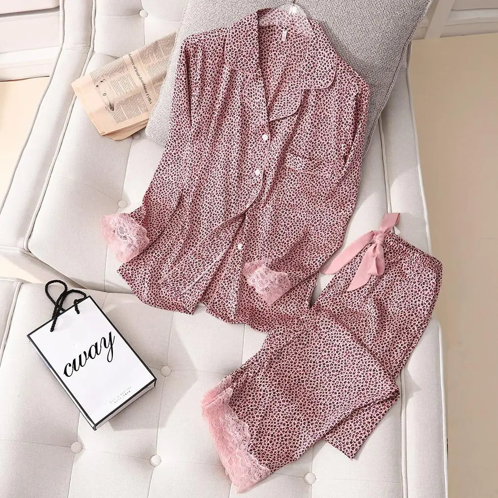Conjunto de pijama de satén sedoso para mujer, manga larga, ropa de dormir casual, loungewear, rayón, 2 piezas para el hogar