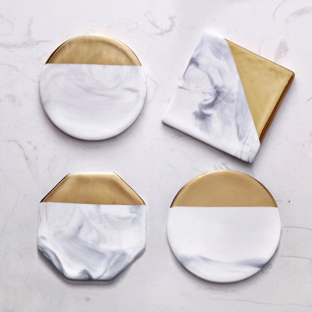 Posavasos de cerámica creativo con imitación de mármol, tapete para tazas de café, decoración de mesa de escritorio, posavasos para bebidas, tapete de vidrio, herramienta de cocina