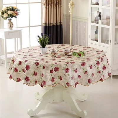 Mantel Redondo Impermeable de PVC, Estampado Floral, Decoración del Hogar, Mantel Antimanchas, Cubremesa de Comedor, Venta al por Mayor