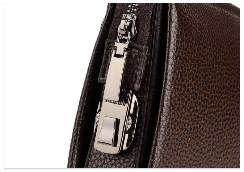 Luksusmerke Herrelommebok Skinn Lang Lommebok PU-skinn Lommebok Herre Dobbel Glidelås Myntlomme Pung Forretnings Clutch Telefonveske