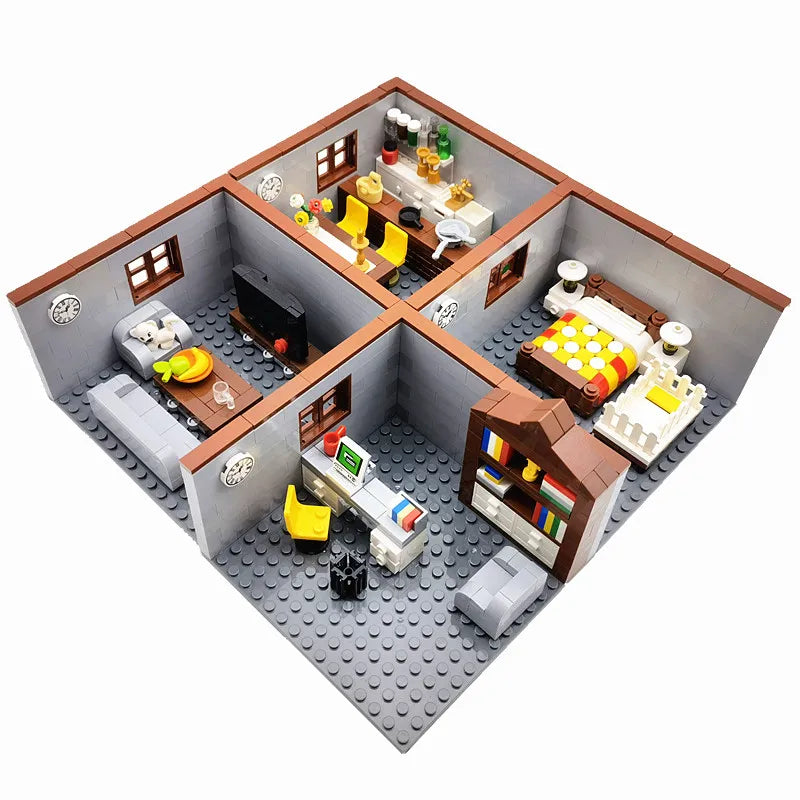 Juguetes de bloques de construcción para niños y niñas, regalos de bricolaje, ladrillos MOC, modelo de muebles para dormitorio y sala de estar