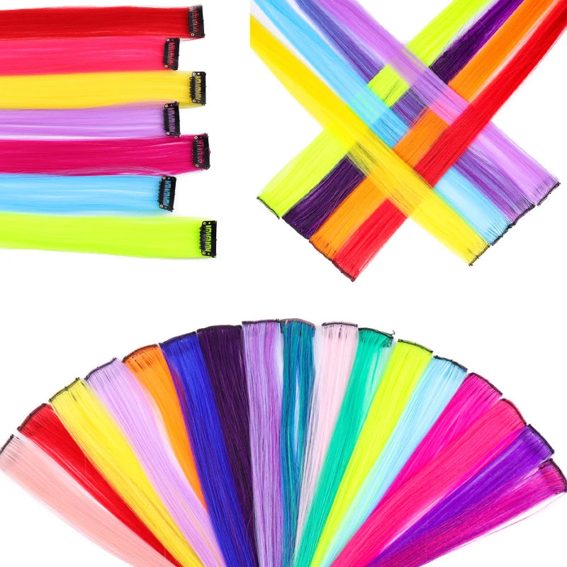 Allaosify Syntetisk Hårforlengelse Lang Rett Klipp I Hår Falske Parykker Klipp I Ett Stykke Rosa Svart Falsk Hårforlengelse