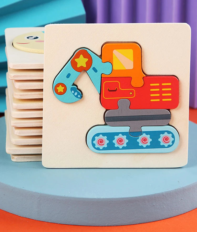 Juguetes de madera para niños, puzle 3D de madera, puzle de animales de dibujos animados, puzle cognitivo, juguetes educativos de aprendizaje temprano para regalo de niños