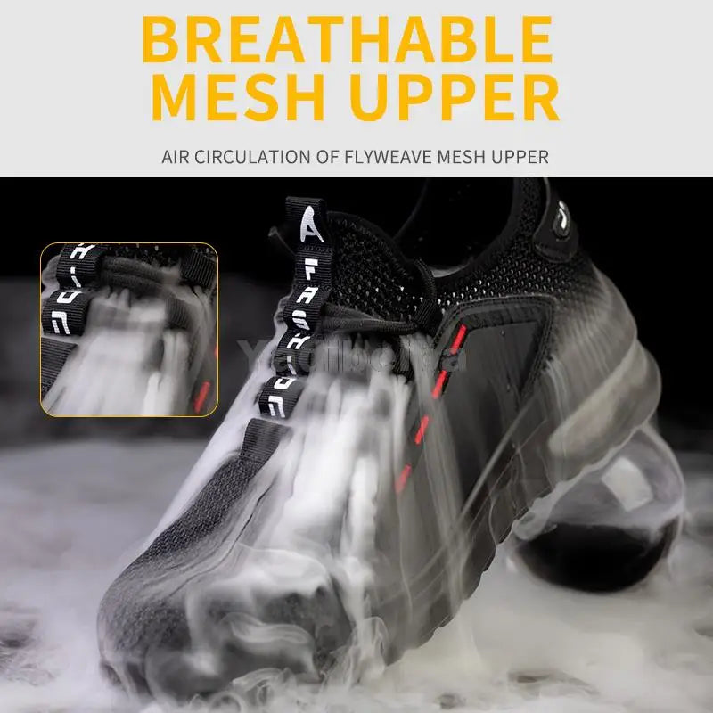 Zapatos de trabajo transpirables con puntera de acero, botas de seguridad ligeras, zapatos de trabajo de seguridad para hombres y mujeres, zapatillas de trabajo de seguridad.