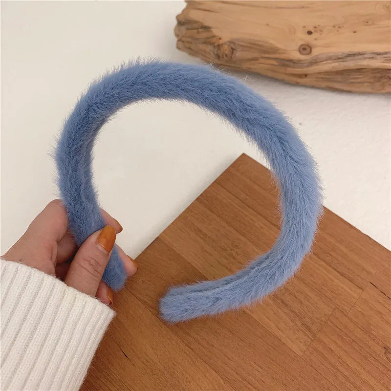 Warm Imitate Rabbit fur Headband For Women Thicken Plush Wide Hair Hoop Sweet Hair Bands For Girls Bezel New Hair Accessories