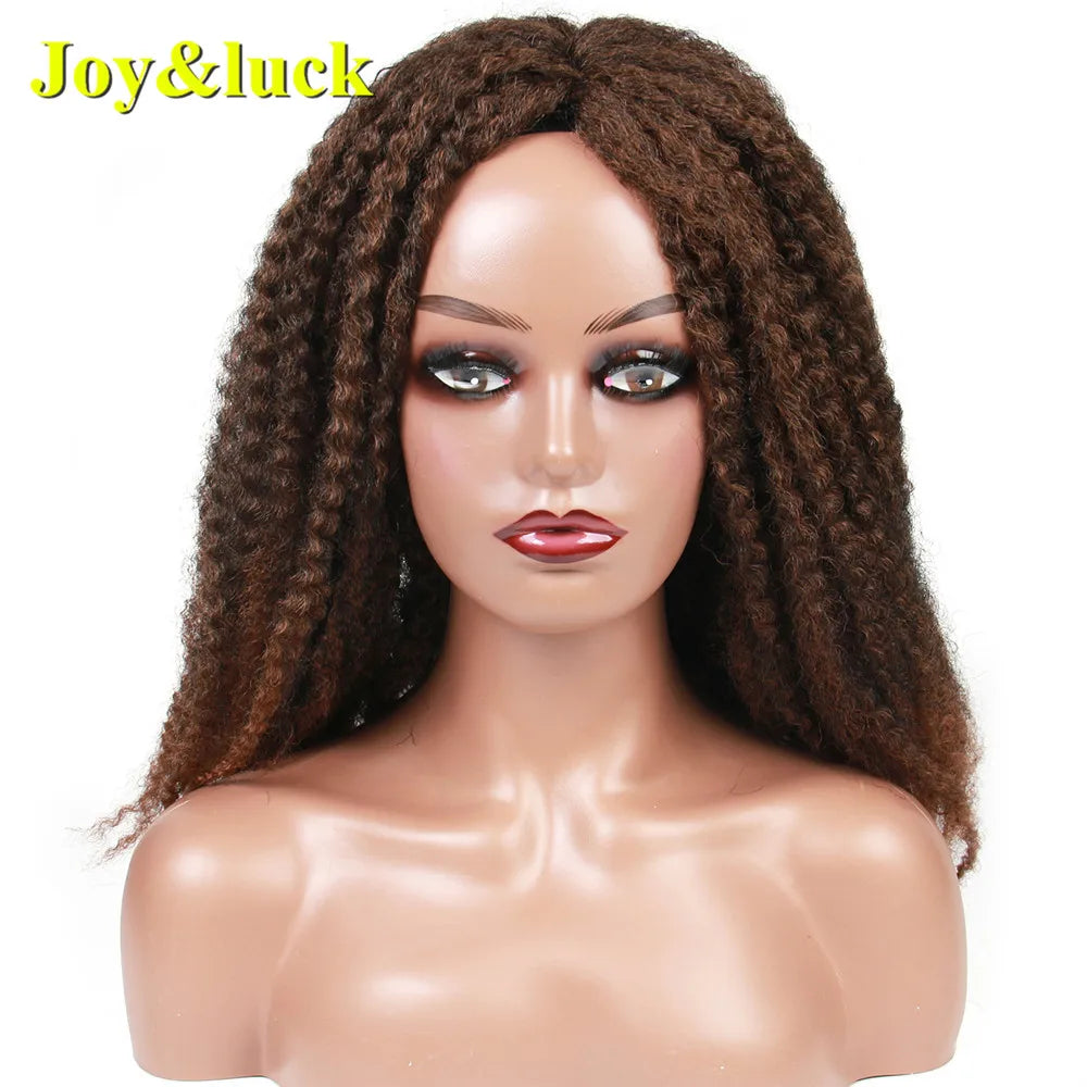 Peluca Negra Sintética Larga Trenzada Rizada Afro Mediana para Cosplay o Uso Diario