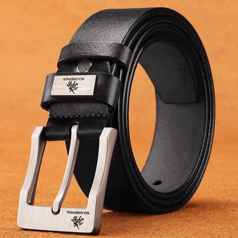 Cinturón de cuero para hombre de alta calidad con hebilla para vaqueros, informal, de negocios, vaquero, de moda, de diseño, novedad de 2025