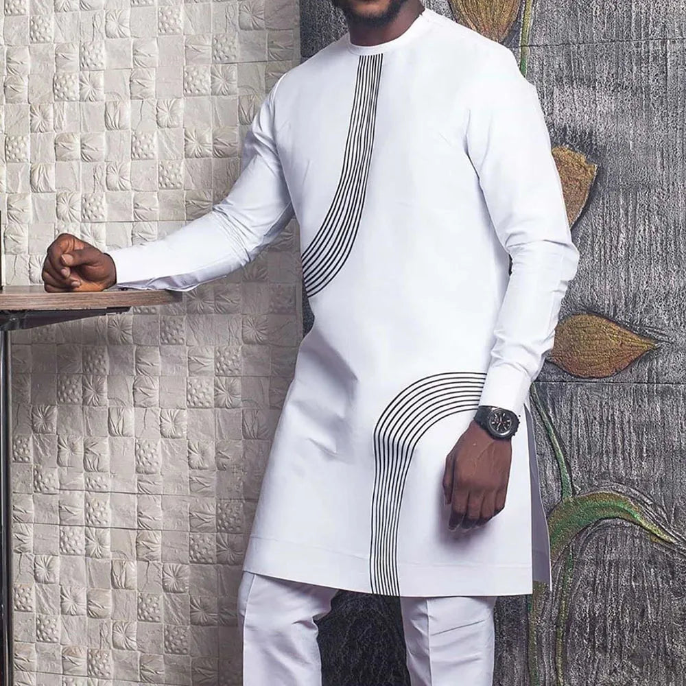 Vêtements africains pour hommes, nouvelle mode africaine pour hommes, été, Dashiki traditionnel, chemises blanches à manches longues, vêtements africains