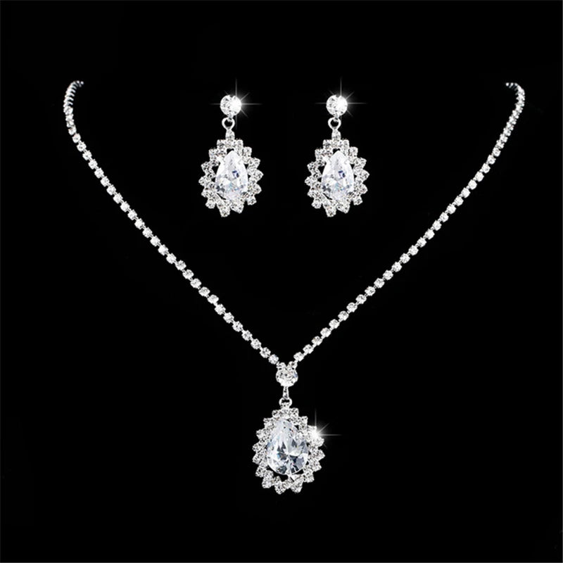 Juego de joyas de estrás con diseño de gota de agua - Elegante, brillante y perfecto para bodas