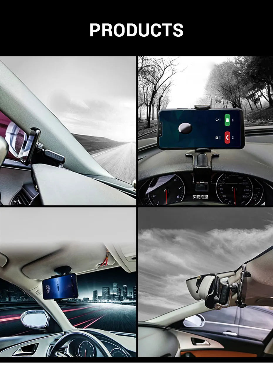 Soporte de teléfono para coche en salpicadero ABS, soporte de teléfono móvil para parasol, soporte de teléfono para espejo retrovisor de coche, accesorios de rotación de 360 grados