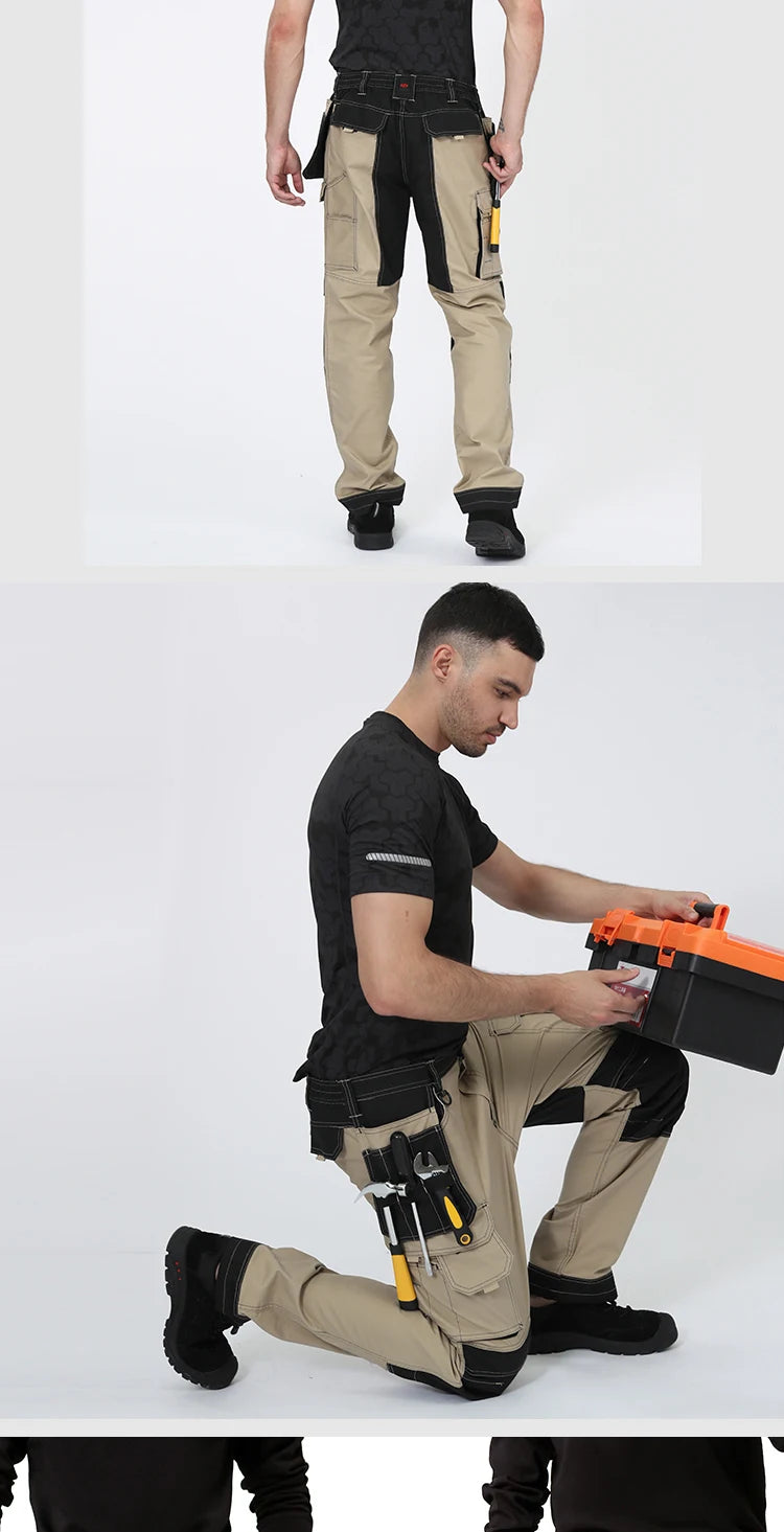 Pantalones de trabajo multifuncionales para hombre Pantalones de trabajo con cintas reflectantes