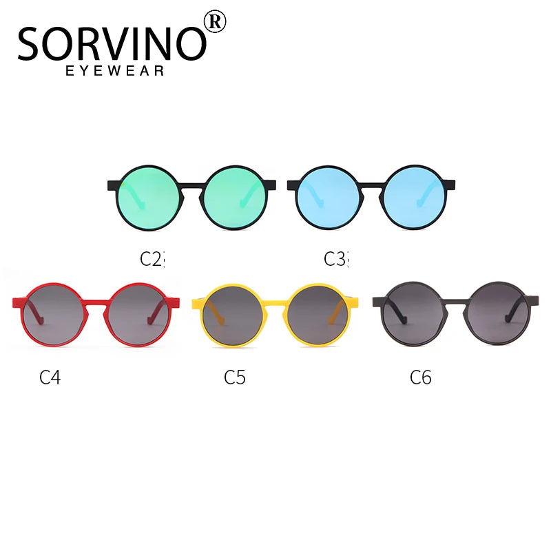 SORVINO Round Women Steampunk Sunglasses Red Yellow Gradient Sun Glasses Fashion Brand Designer Men Trendy Shades UV400 Gafas