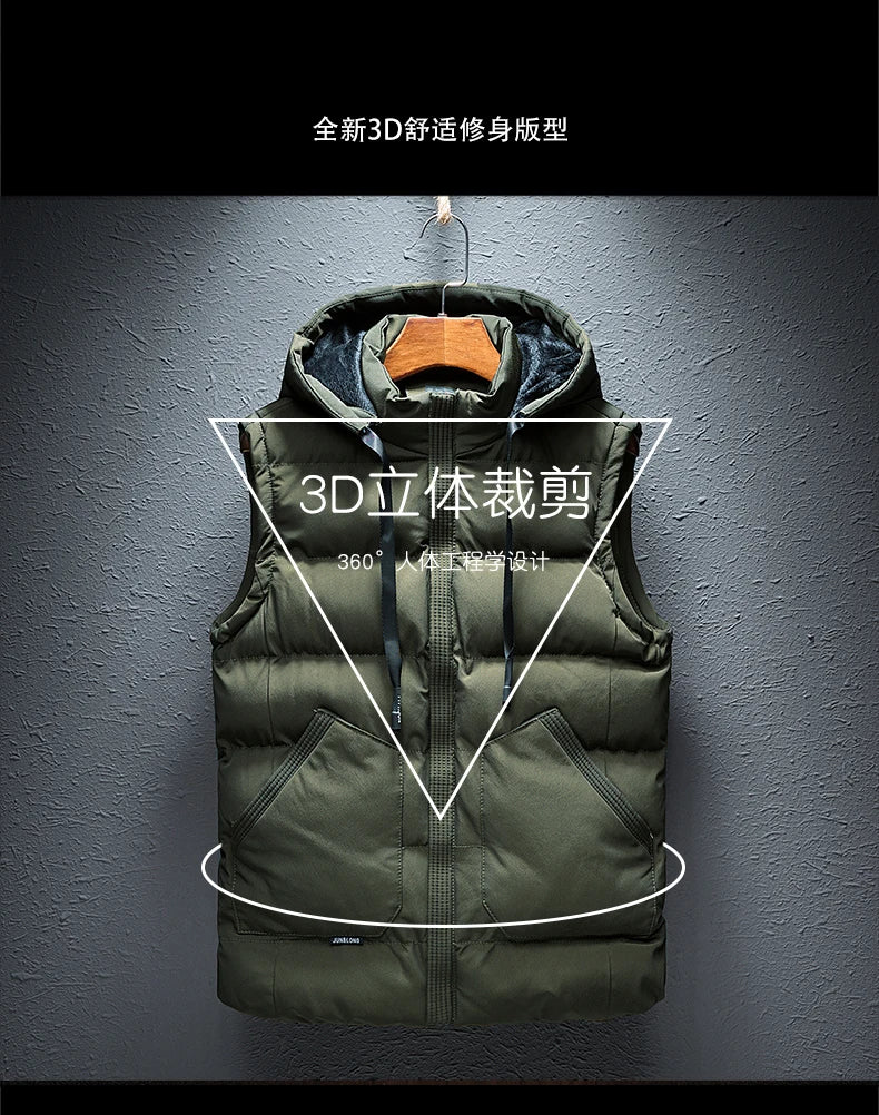 Chalecos con Capucha de Invierno Hombre Abrigos Chaleco Cuello Alto Chalecos Gruesos Ropa Chaqueta de Hombre Chaleco sin Mangas M-6XL Chaleco de Viaje