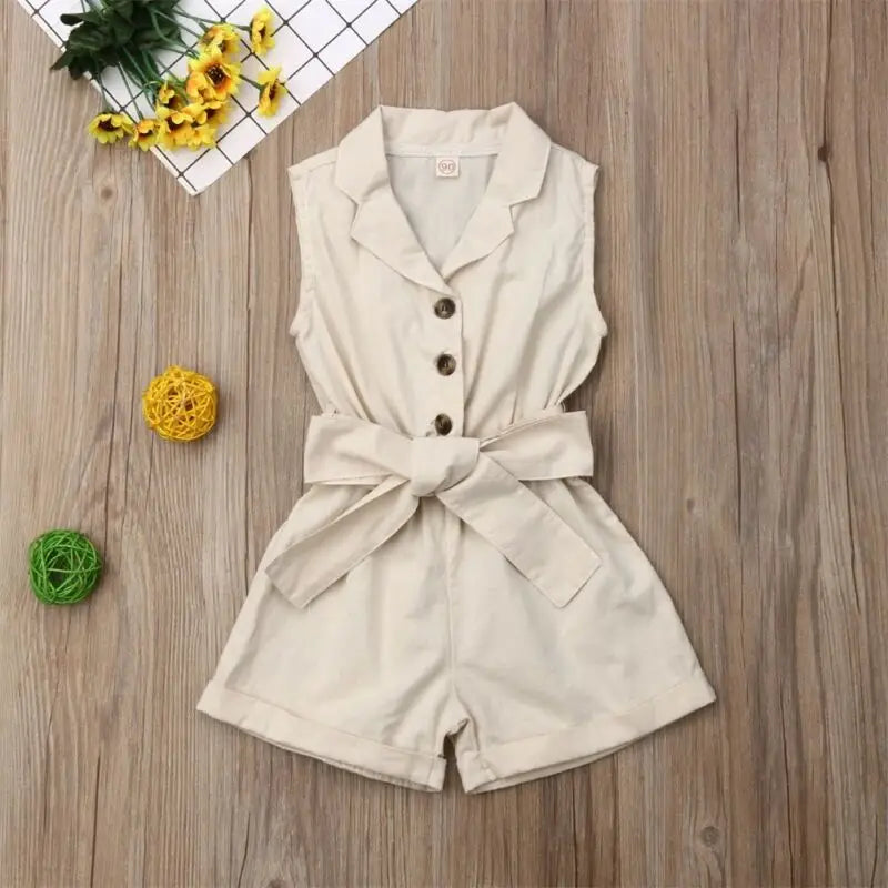 Ropa para bebés y niñas a la moda, sin mangas, con lazo en la cintura, trajes de verano, pelele, ropa para niños