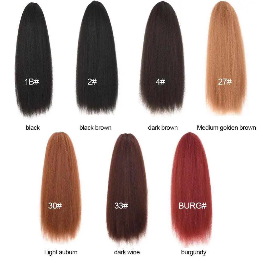 Synthetic Afro Ponytail Extension Long Yaki Curly Puff Kinky Wavy Soft Heat Resistant Black Hair for Women Daily Use