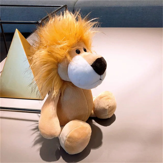 Peluche réaliste de 25 cm, lion, tigre, éléphant, singe, léopard, girafe, raton laveur, animaux de la forêt, jouets pour enfants, cadeau