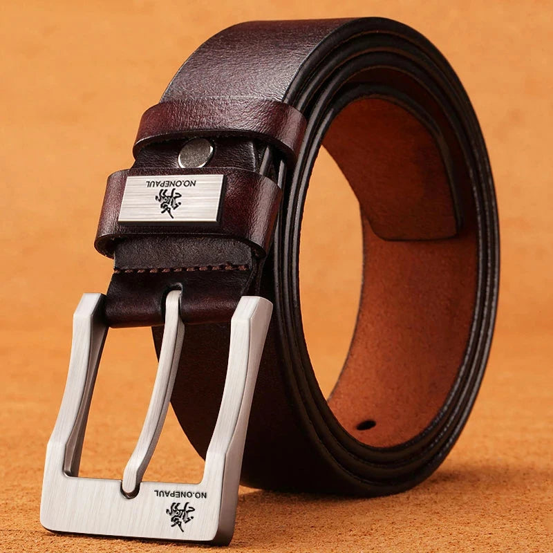 Cinturón de cuero para hombre de alta calidad con hebilla para vaqueros, informal, de negocios, vaquero, de moda, de diseño, novedad de 2025
