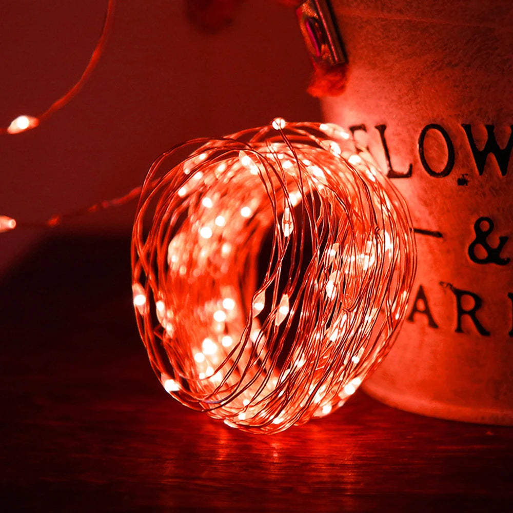 Luces LED de cadena, luz de noche, iluminación navideña, guirnalda de hadas de 1M, 2M, 3M, 5M, luz decorativa para Año Nuevo, boda, fiesta de cumpleaños