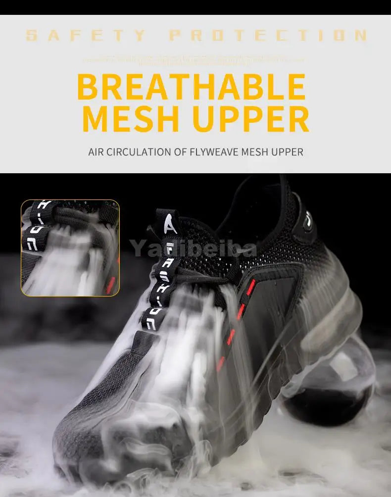 Zapatos de trabajo transpirables con puntera de acero, botas de seguridad ligeras, zapatos de trabajo de seguridad para hombres y mujeres, zapatillas de trabajo de seguridad.