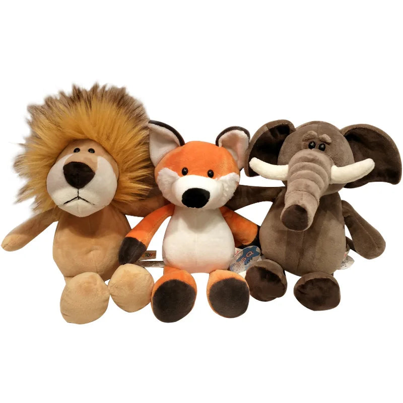 Peluche réaliste de 25 cm, lion, tigre, éléphant, singe, léopard, girafe, raton laveur, animaux de la forêt, jouets pour enfants, cadeau