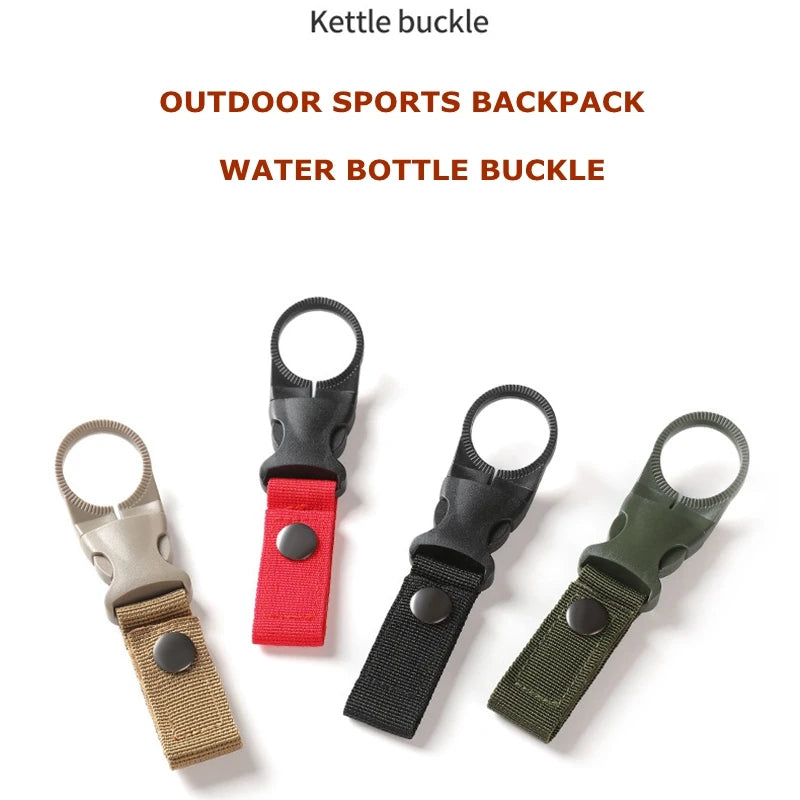 Colgador táctico de agua, clip de equipo para exteriores, mosquetón, hebilla para botella de agua, gancho, llavero, correa para cinturón, para senderismo y camping