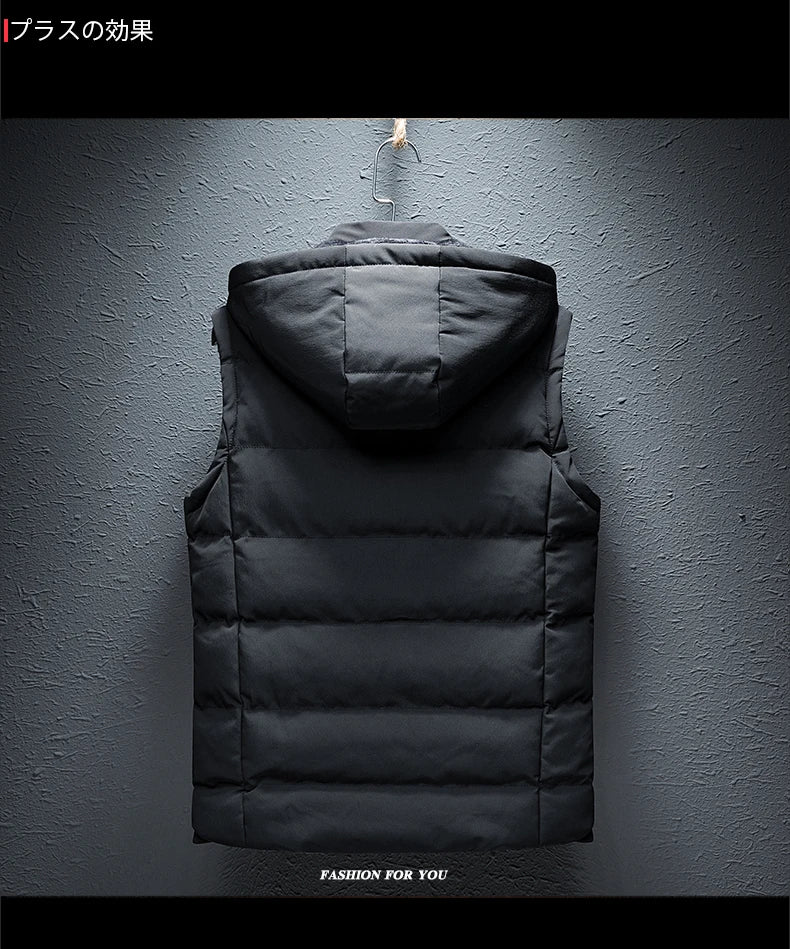 Chalecos con Capucha de Invierno Hombre Abrigos Chaleco Cuello Alto Chalecos Gruesos Ropa Chaqueta de Hombre Chaleco sin Mangas M-6XL Chaleco de Viaje