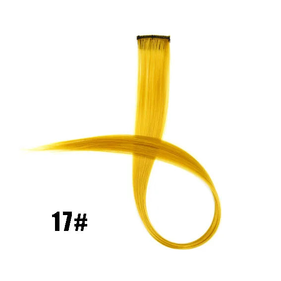 Extensiones de cabello sintético liso de 55,8 cm de largo, 37 colores, ignífugas, de clip, de una sola pieza