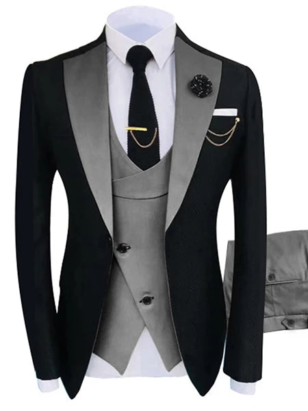 Nuevo Traje de Hombre Ropa Popular Lujo Fiesta Escenario Traje de Hombre Padrinos de Boda Ajuste Regular Esmoquin Conjunto de 3 Piezas Chaqueta+Pantalones+Chaleco