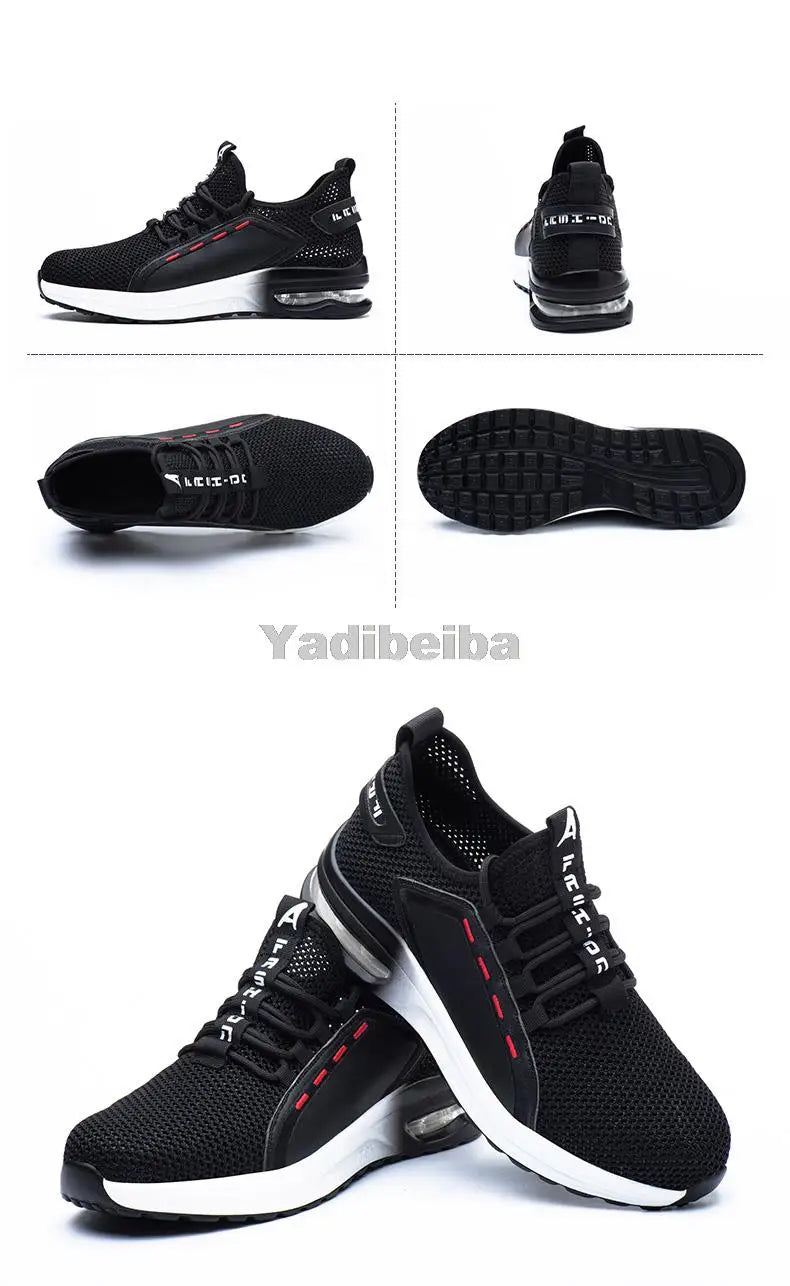 Zapatos de trabajo transpirables con puntera de acero, botas de seguridad ligeras, zapatos de trabajo de seguridad para hombres y mujeres, zapatillas de trabajo de seguridad.