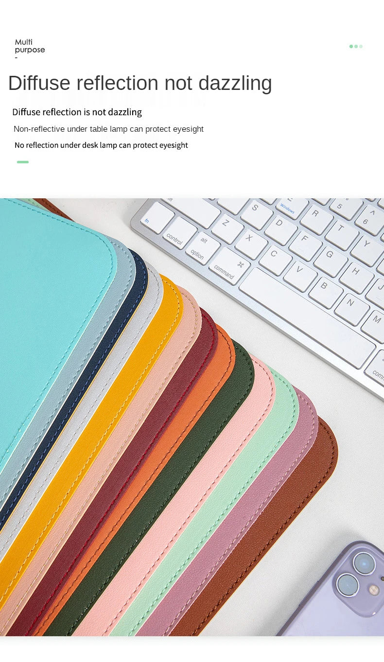 hvit musematte bærbar musematte stor spilling vanntett sklisikker PU semsket skinn skrivebordsmatte datatastatur skrivebordsmatte matter