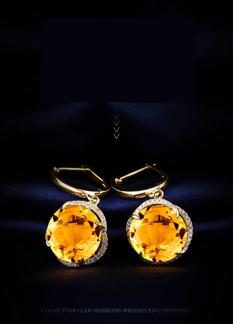 JoiasHome Conjuntos de joyas con dijes para mujer, moda, anillo de cristal amarillo, pendientes, collar, fiesta femenina, joyería de plata 925 al por mayor