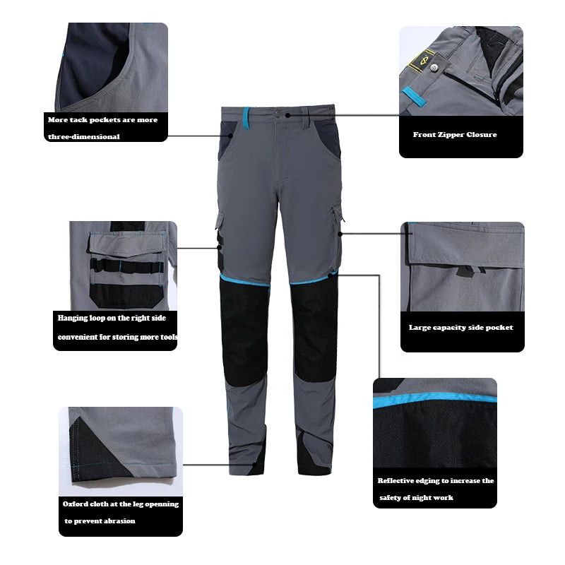Pantalones de trabajo multifuncionales para hombre Pantalones de trabajo con cintas reflectantes