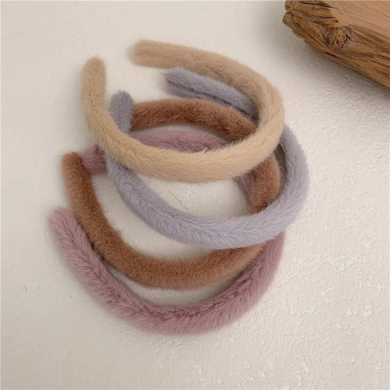Warm Imitate Rabbit fur Headband For Women Thicken Plush Wide Hair Hoop Sweet Hair Bands For Girls Bezel New Hair Accessories