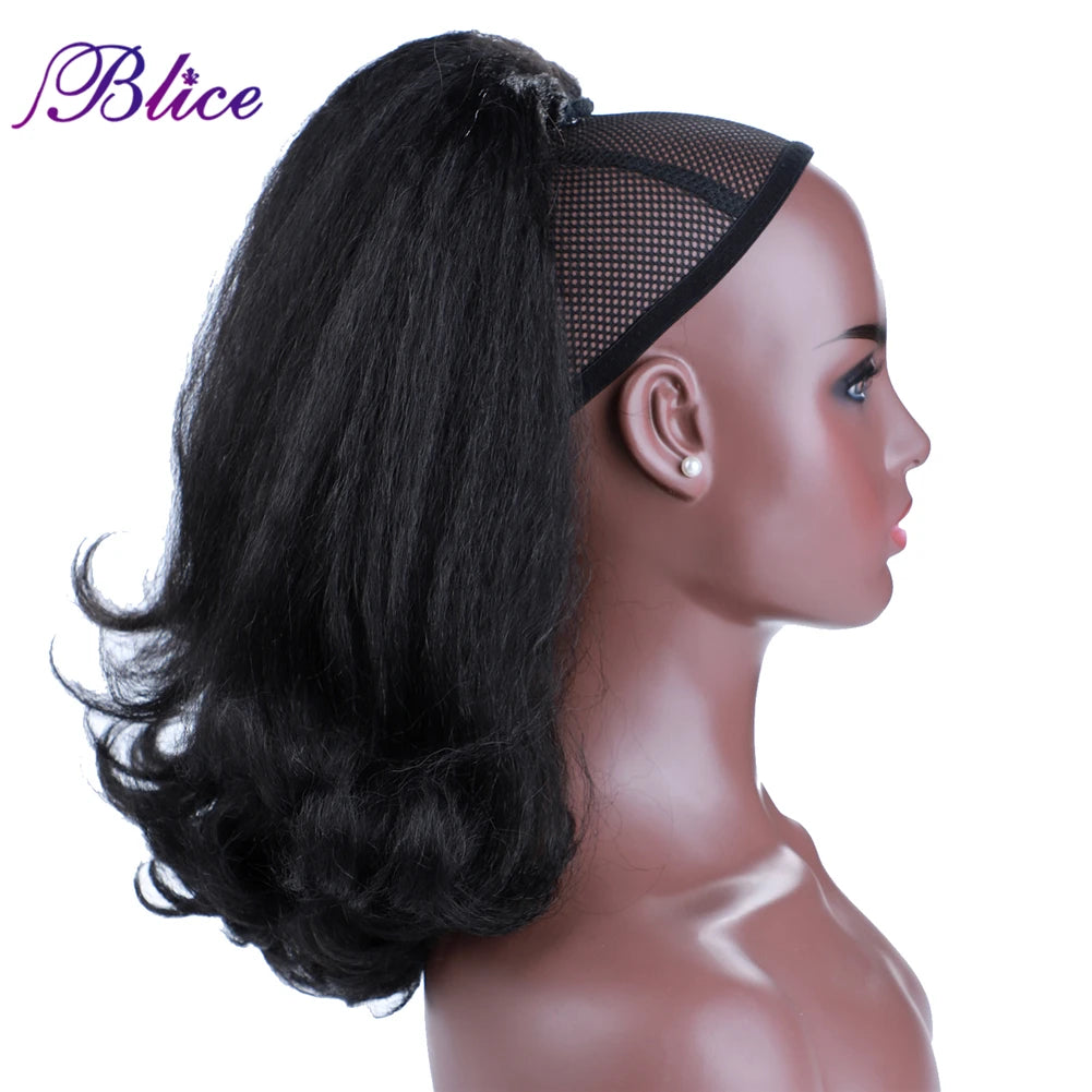 Blice Synthetic Drawstring Ponytail Hair Pieces Ponytail Kinky Straight Hair Extensions Kanekalon Hair With Combs Warp Ponytail