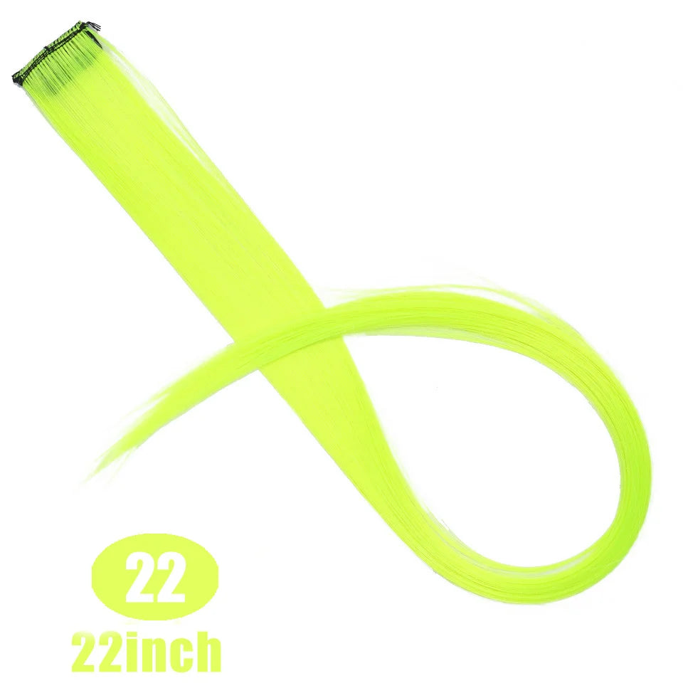 Extension capillaire synthétique Lupu, mèches arc-en-ciel, une seule pièce, épingle à cheveux, cheveux longs et raides, pour faux cheveux